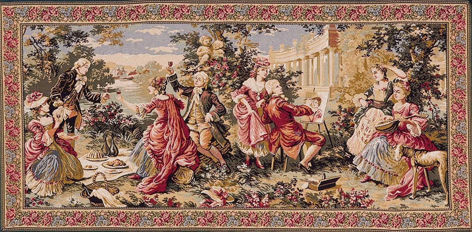 Tapisserie murale Fête champêtre avec bordure