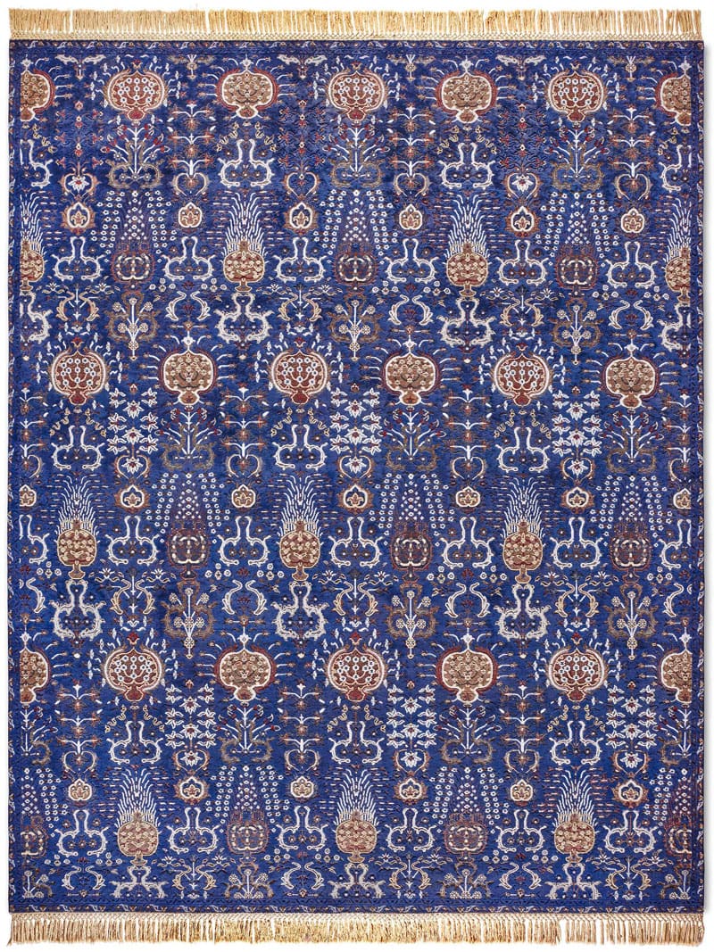 Isfahan blauw handgemaakt luxe vloerkleed
