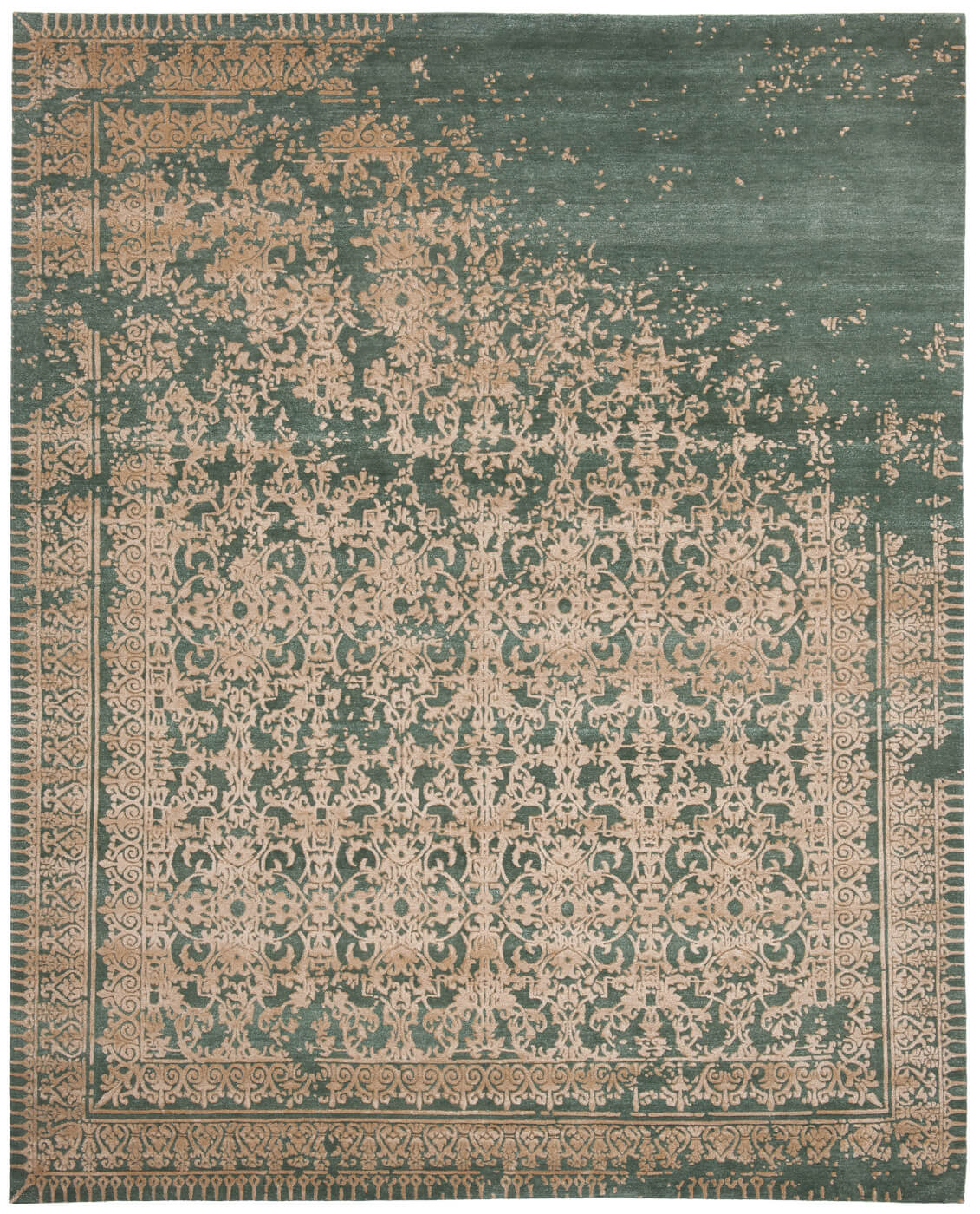 Ferrara Rocked groen tapijt | Maat: 450 × 550 cm
