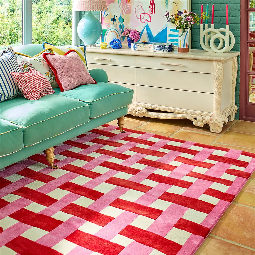 Tapis Basket Weave corail/rose