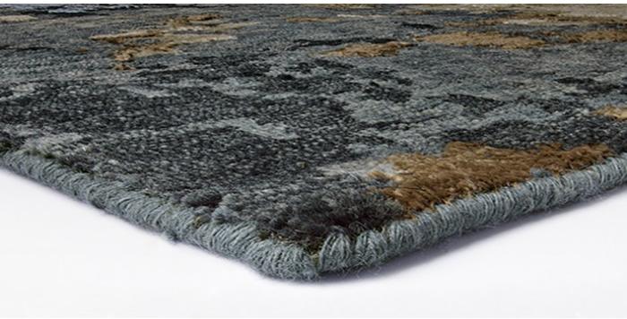 Tapis abstrait charbon bleu or | Taille: 200 × 300 cm
