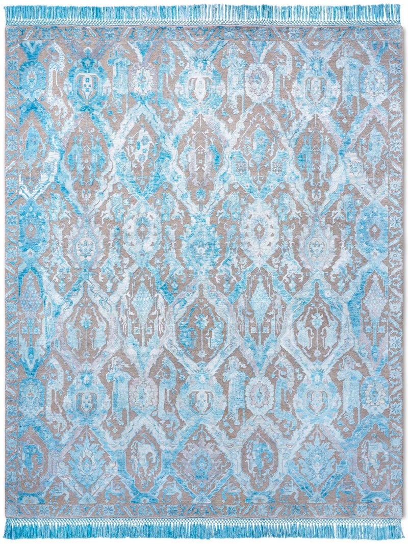 KavaBagh blauw handgemaakt luxe vloerkleed
