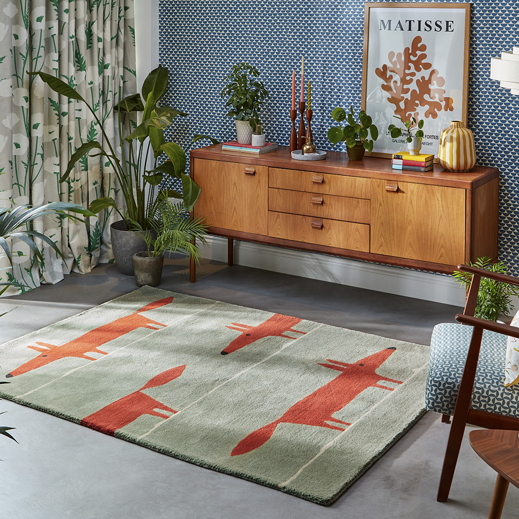 Mr. Fox munt/klaprood vloerkleed