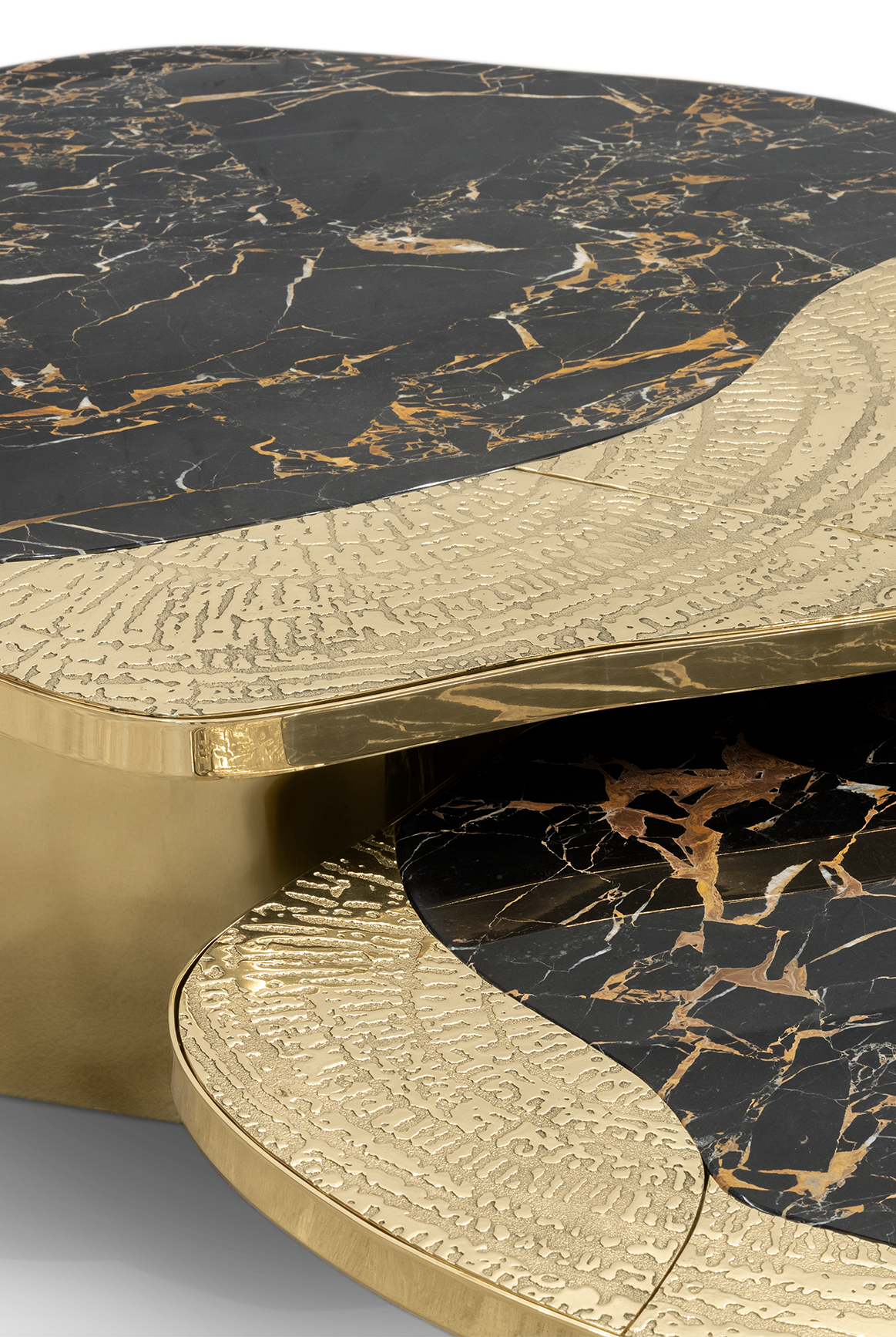 Ensemble de tables Athena marbre Portoro & or
