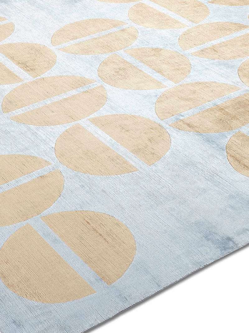 Tapis noué à la main or et bleu