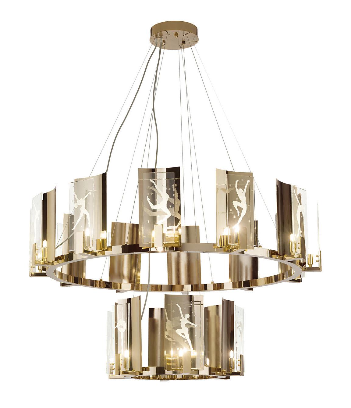 Grand lustre rond or doux