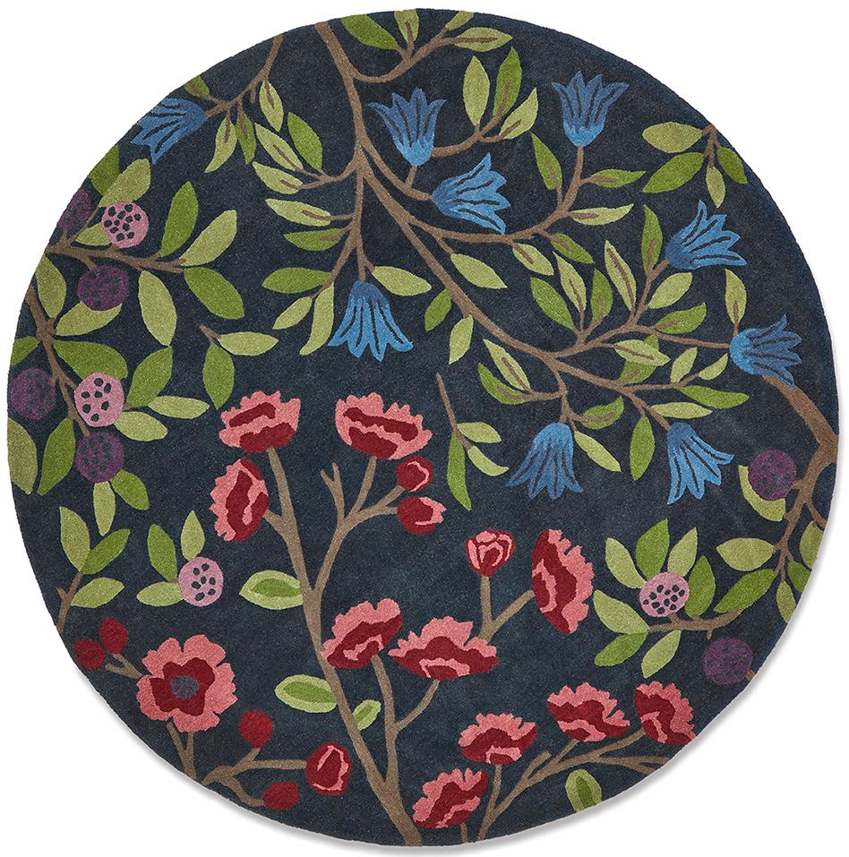 Tapis rond Foraging indigo | Taille: Ø 150 cm