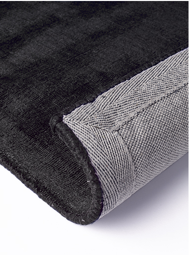 Tapis uni noir indien tissé main | Taille: 140 × 200 cm
