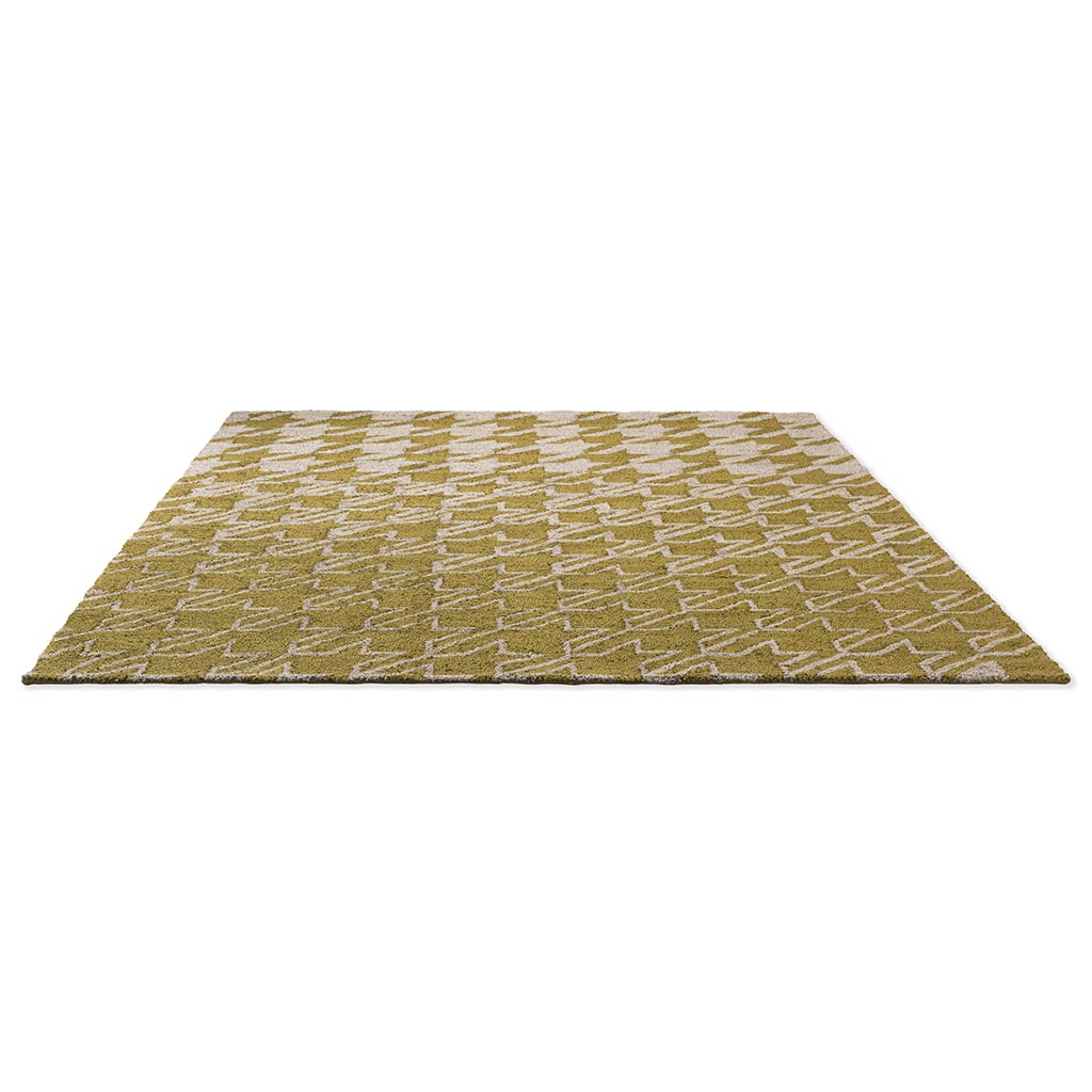 Houndstooth mosterd outdoor tapijt | Maat: 250 × 350 cm