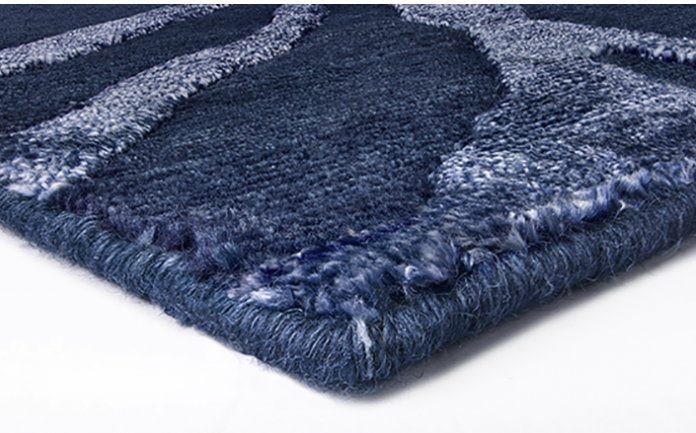 Modern handgeknoopt blauw vloerkleed