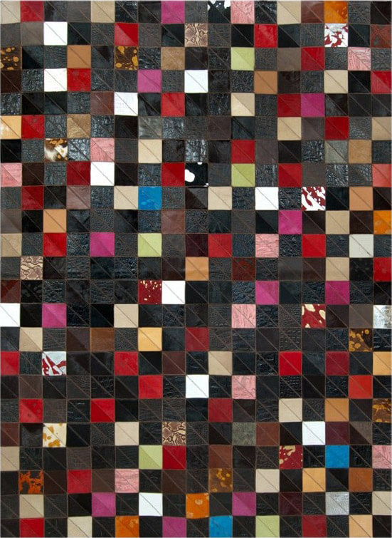 Tapis en peau de vache Mosaic multicolore | Taille: 170 × 230 cm