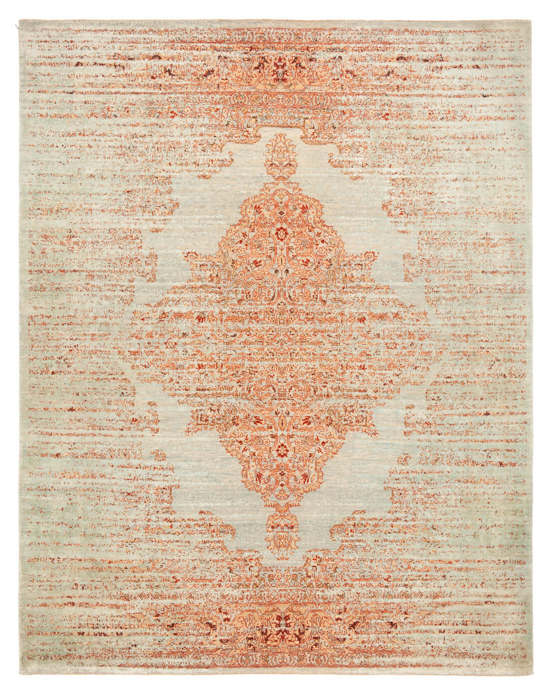Tapis Tabriz Fashion Stomped bleu bébé en soie | Taille: 300 × 400 cm