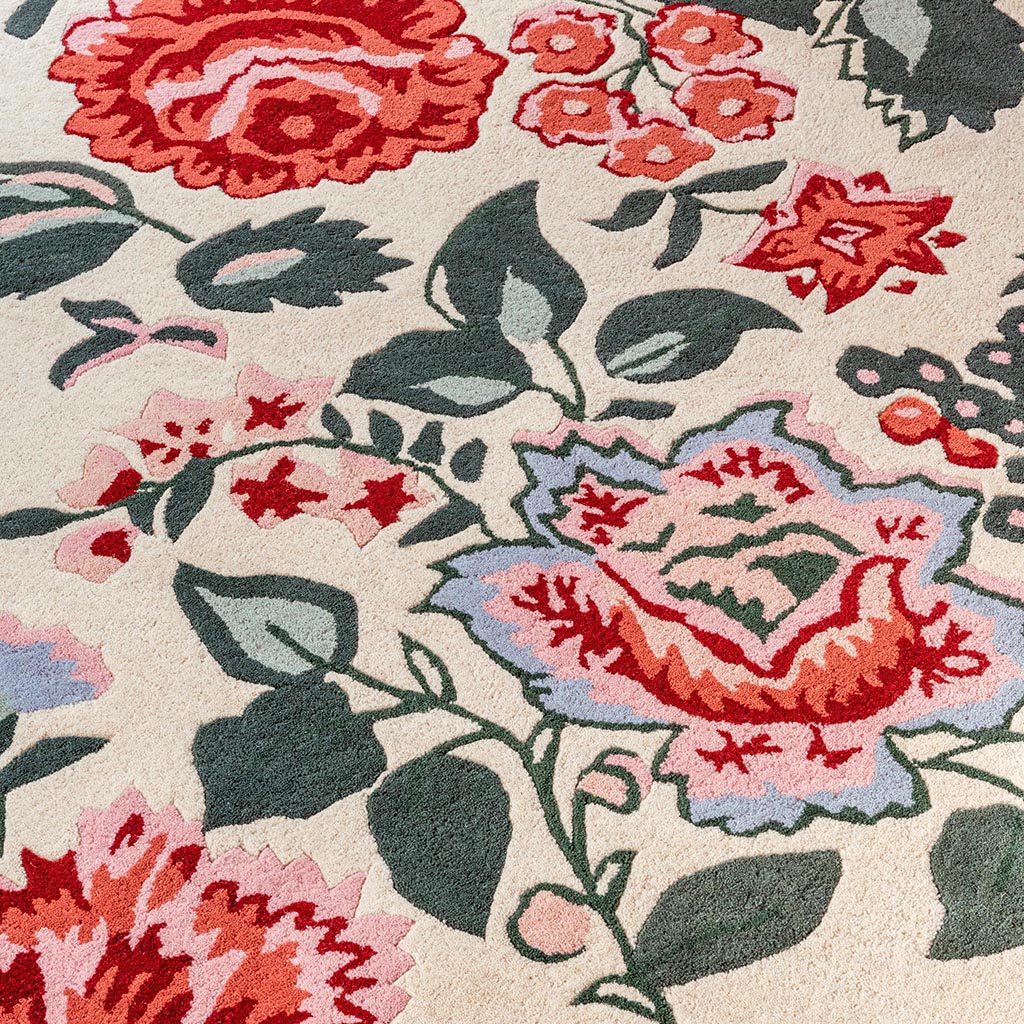 Wendling Floral klaprood vloerkleed