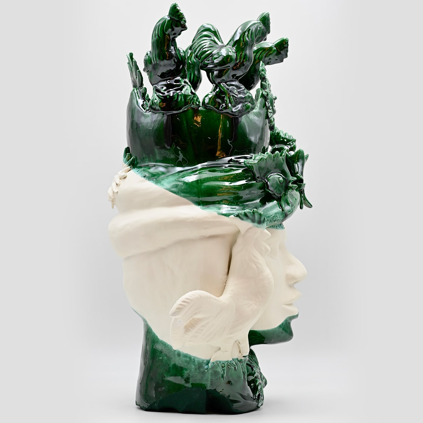 Groen & witte moorkop unieke sculptuur