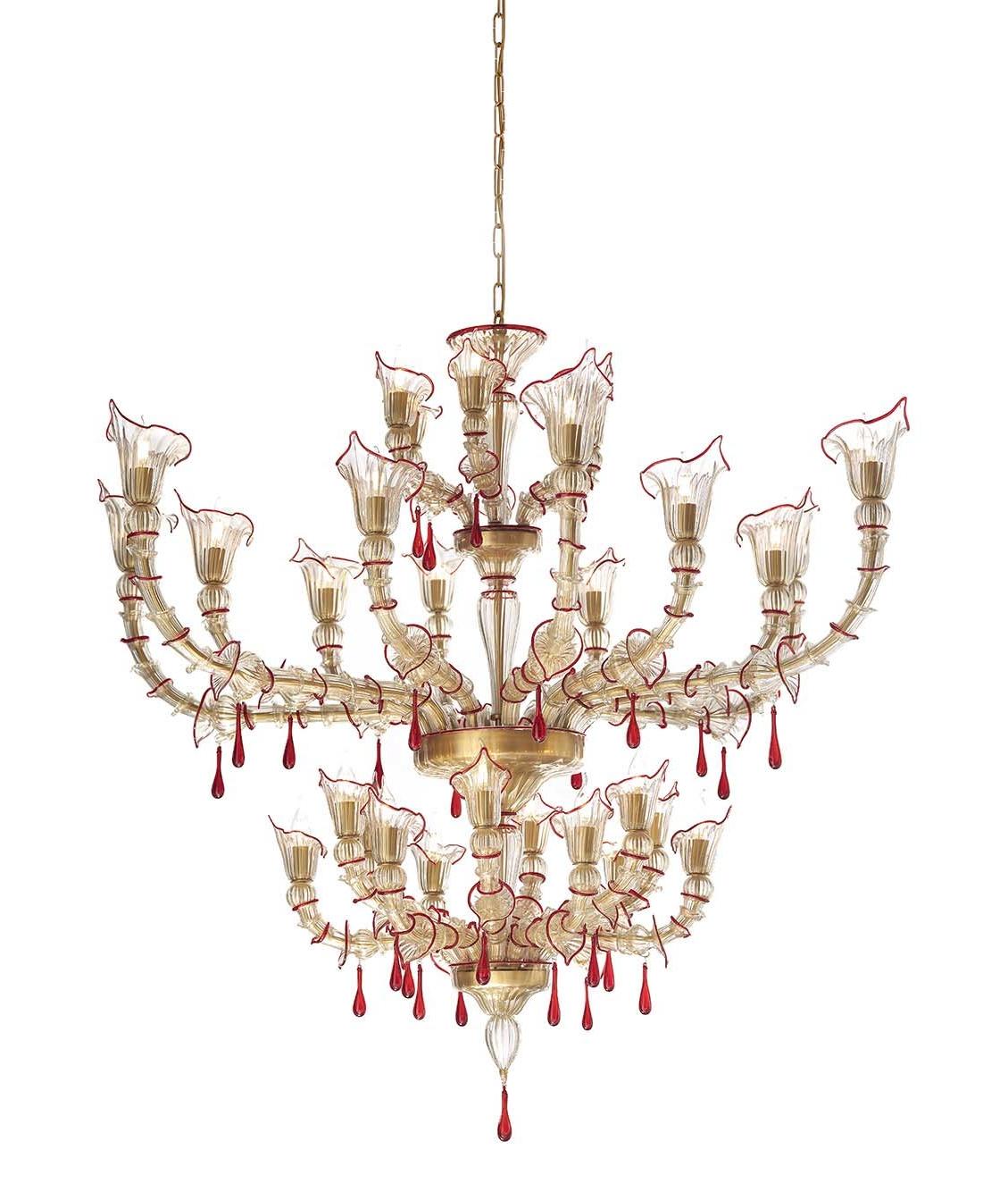 Lustre Rezzonico en verre de Murano doré