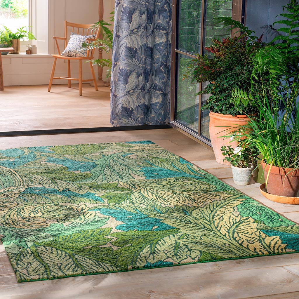 Tapis d’extérieur Acanthus ortie/bleu ciel | Taille: 200 × 280 cm