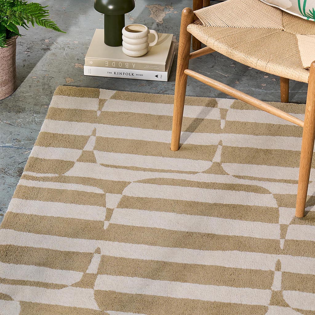 Lohko Stripe kiezel tapijt | Maat: 160 × 230 cm