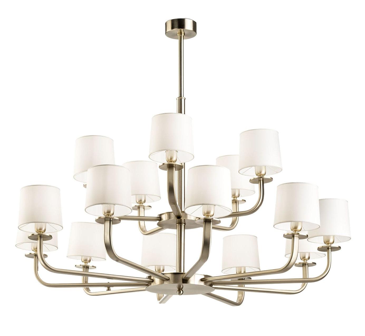 Lustre 15 lumières en or pâle brossé