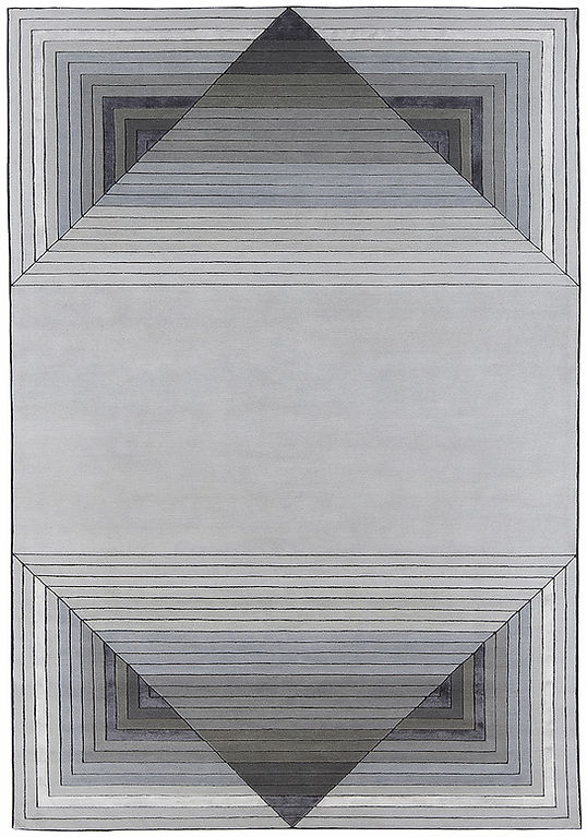 Tapis noué à la main géométrique gris laine & viscose