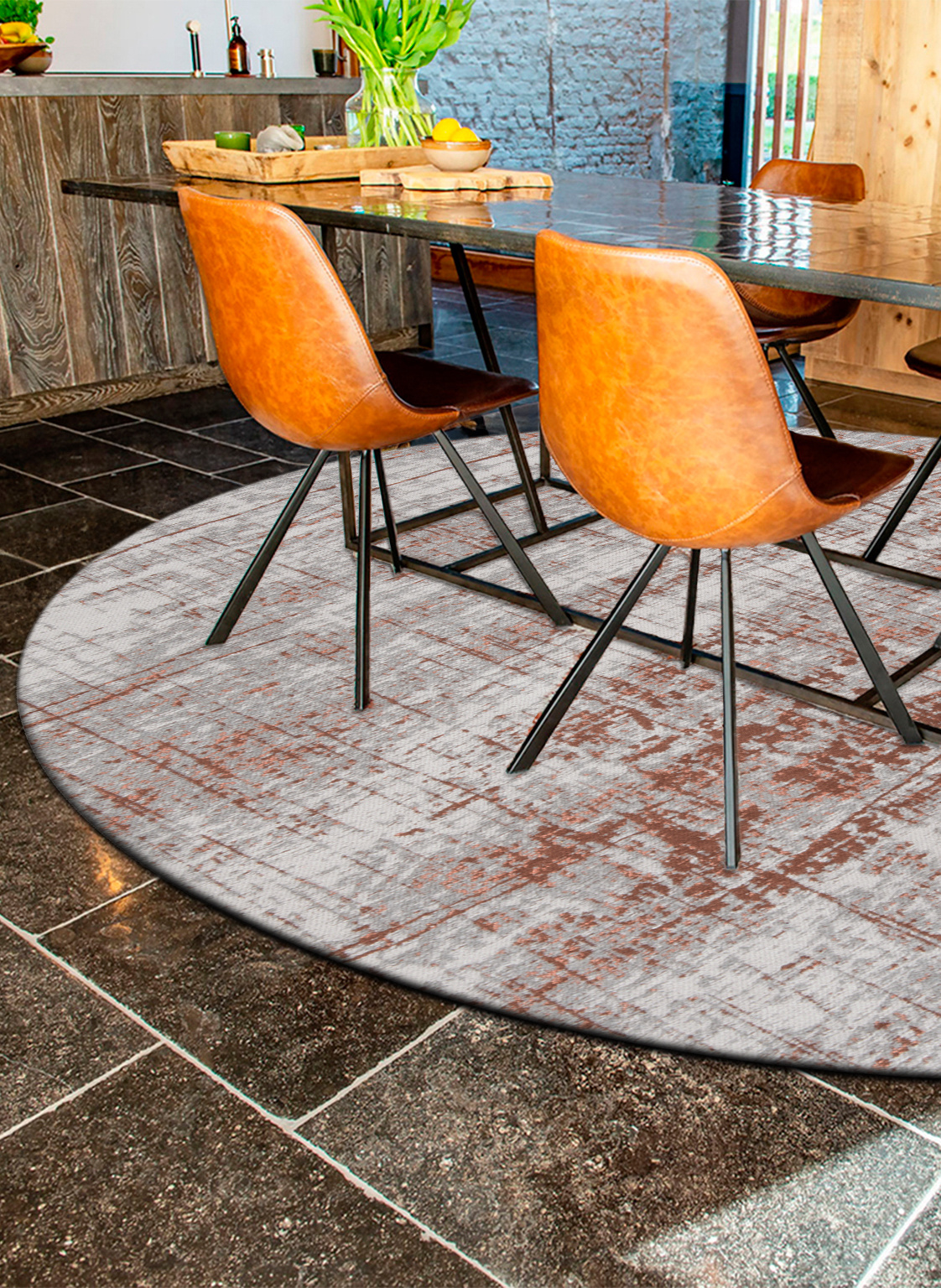 Soho Copper rond tapijt | Maat: Ø 140 cm