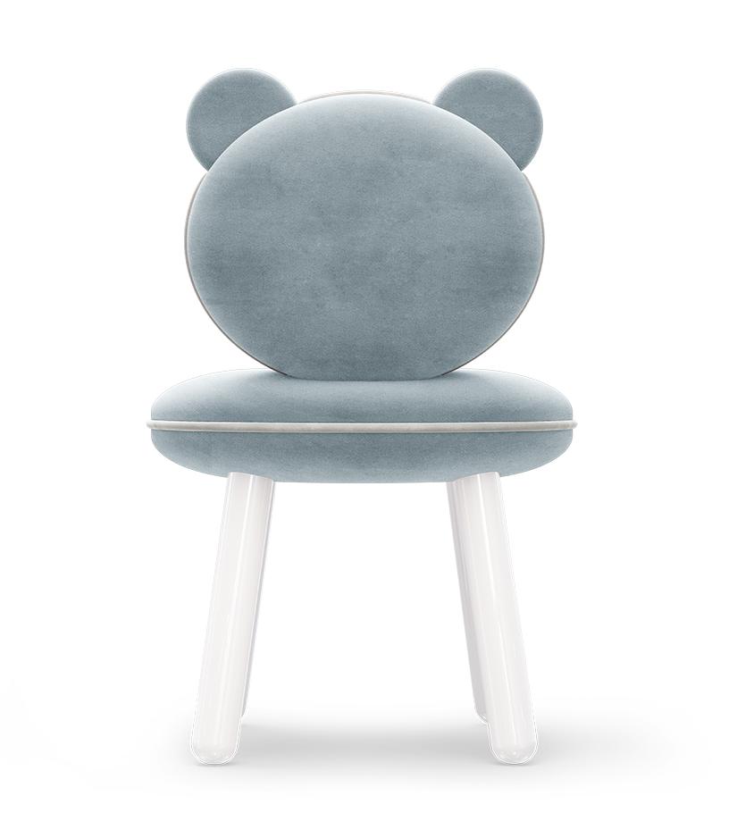 Chaise enfant Ours duveteux bleu clair