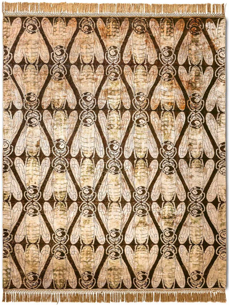 Honey metallic goud handgemaakt luxe tapijt | Maat: 122 × 183 cm