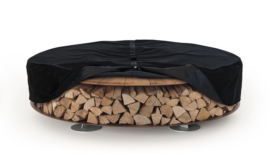 Zero hout vuurplaats | Afwerking: Oud hout | Afmetingen: Ø 200 cm