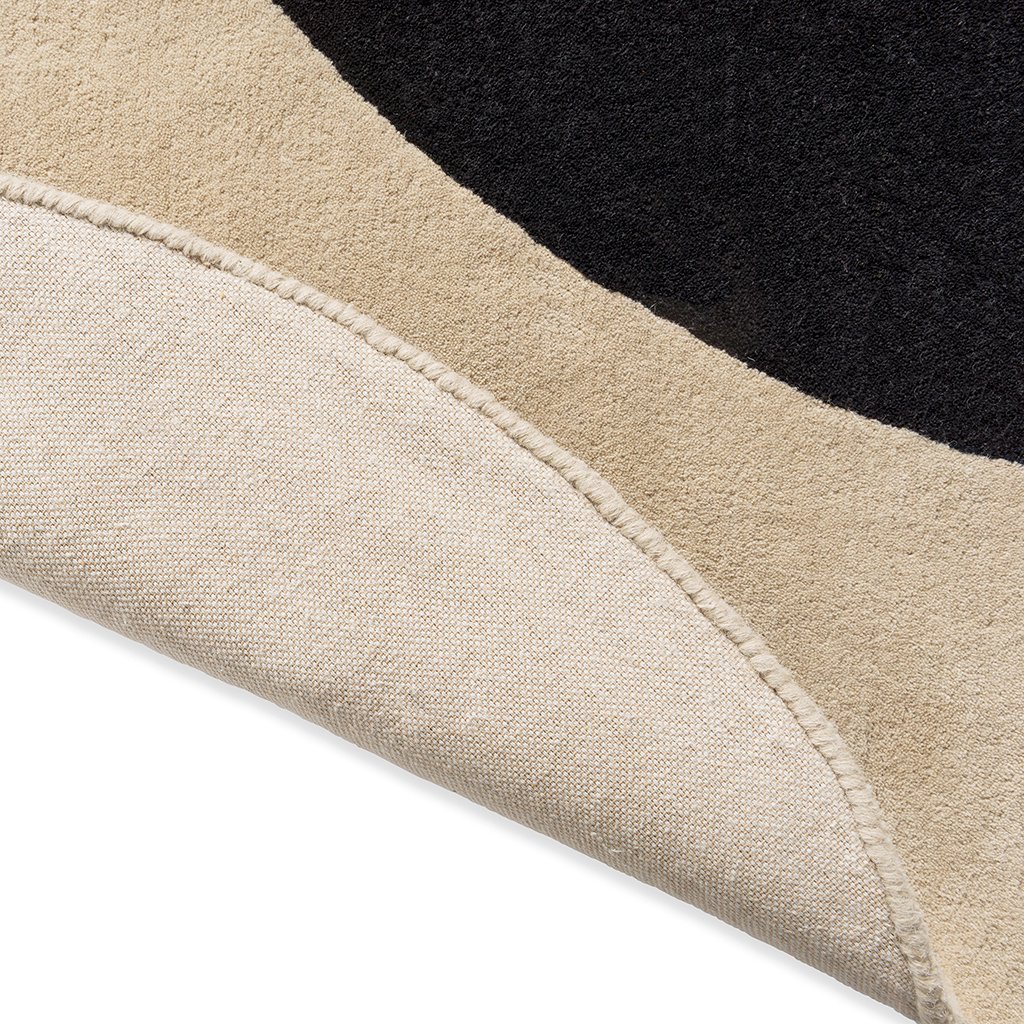 Tapis en laine designer Flower Spot écru/noir | Taille: Ø 150 cm