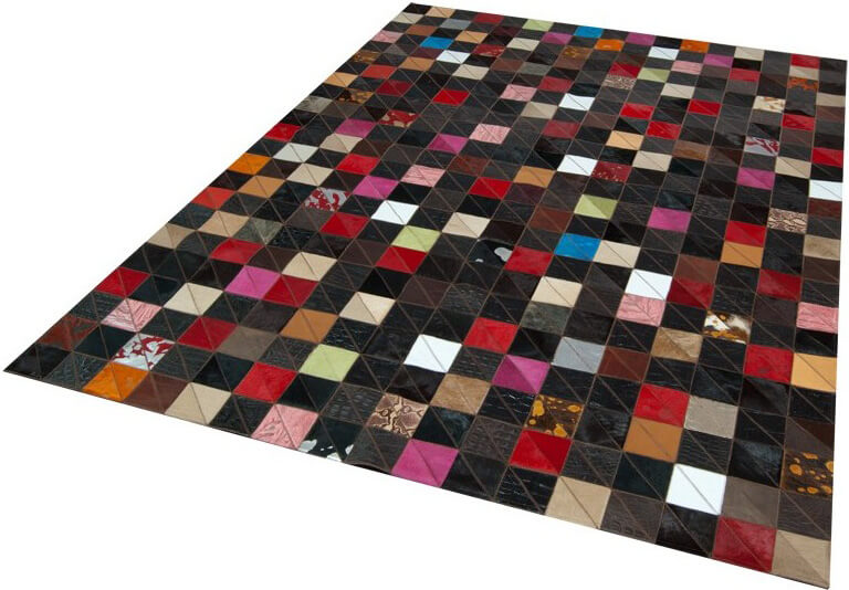 Tapis en peau de vache Mosaic multicolore | Taille: 170 × 230 cm
