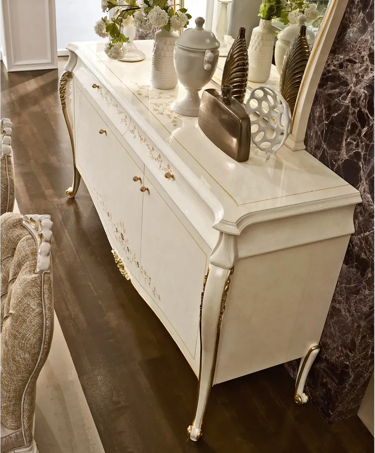 Buffet italien ivoire | Configuration: Met spiegel