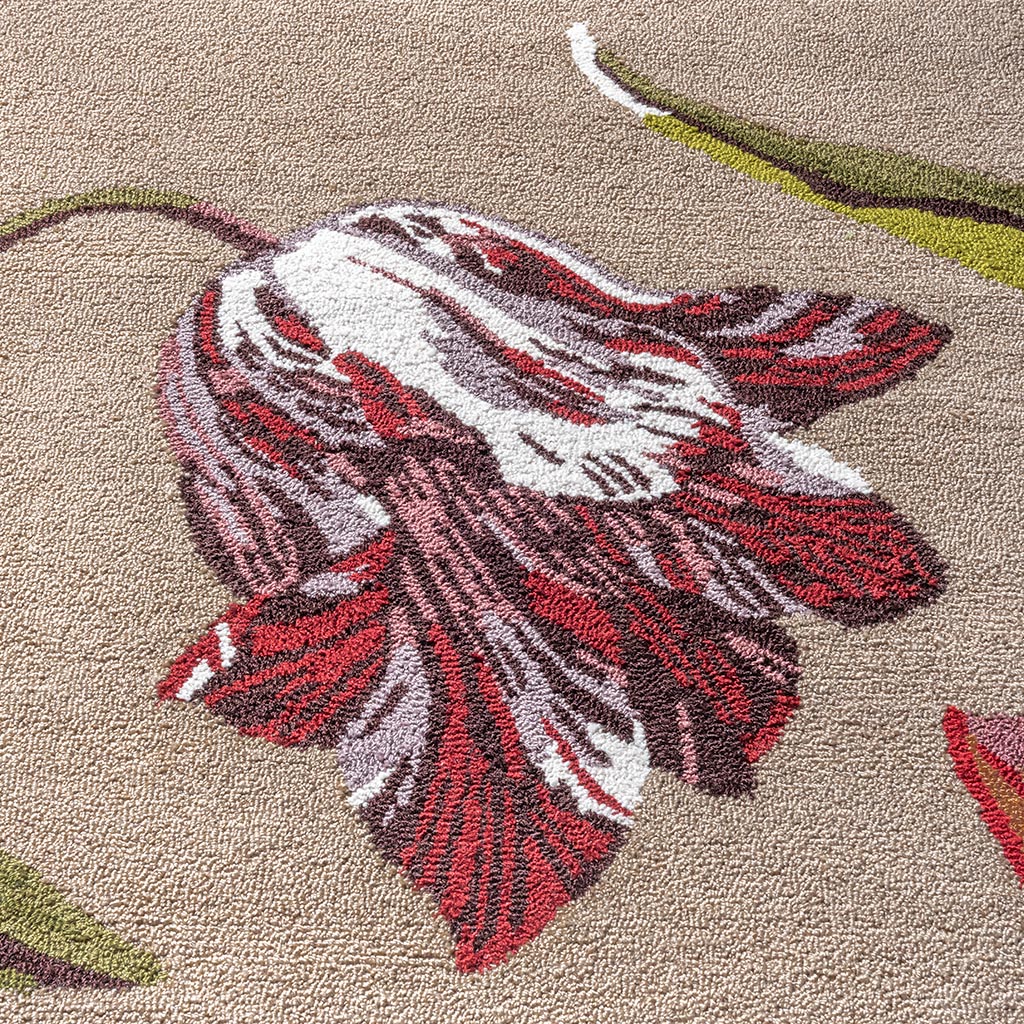 Tapis d’extérieur Botanical Tulip beige/rouge | Taille: 250 × 350 cm