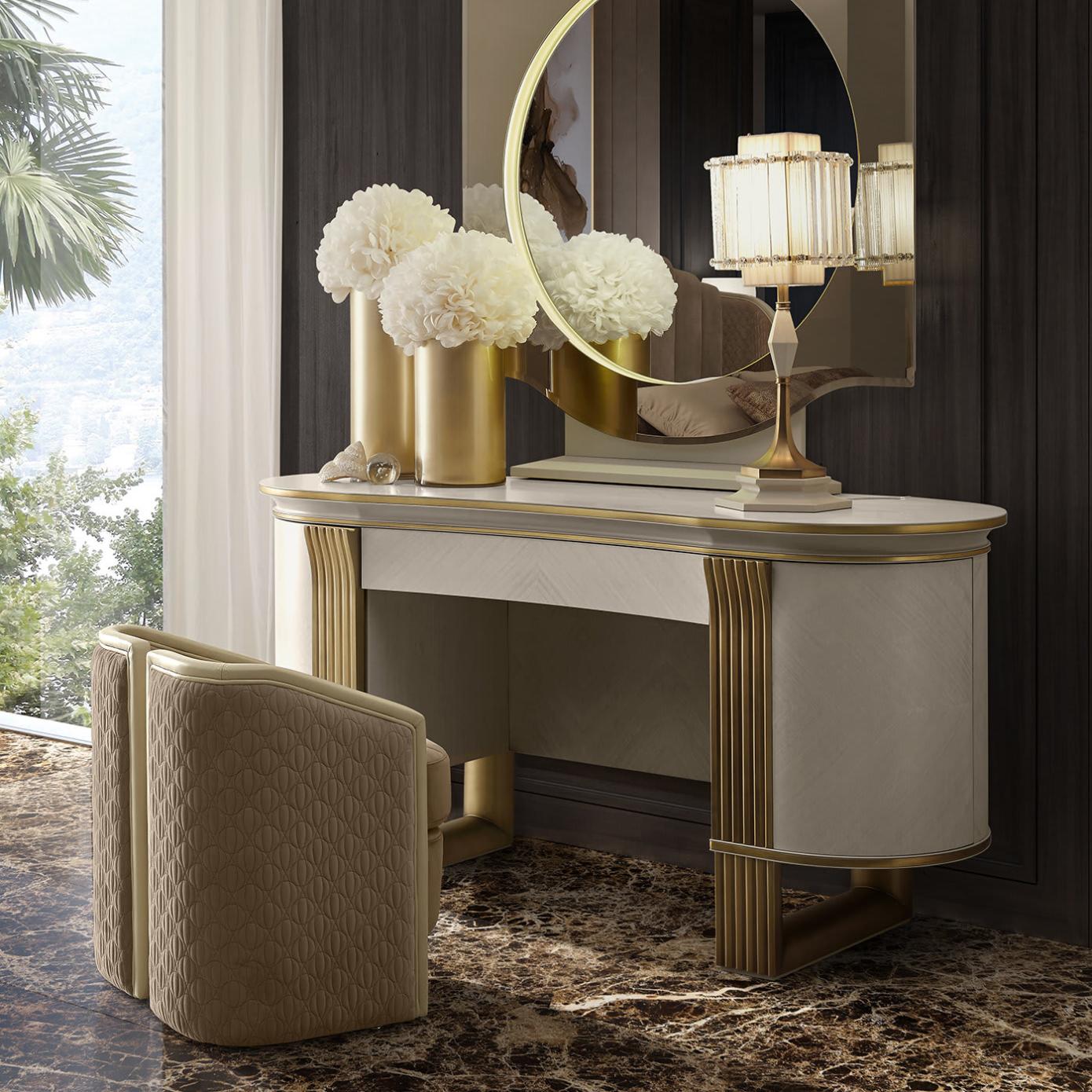 Oliver wit/gouden kaptafel | Configuratie: Met spiegel