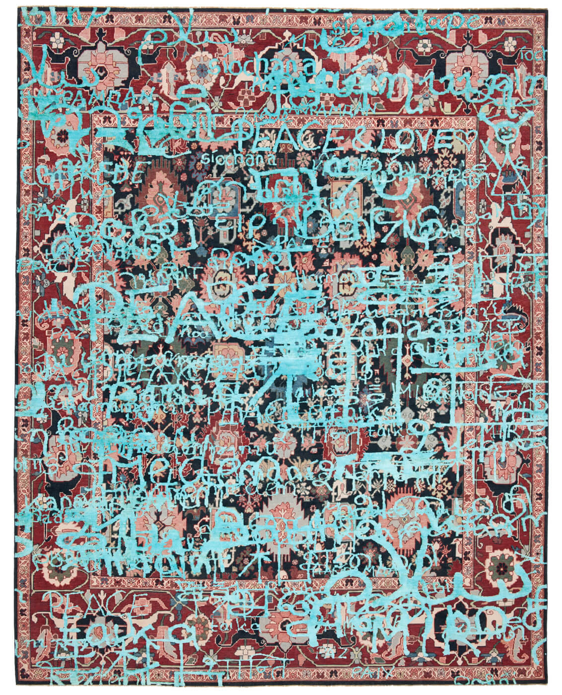 Tapis en soie Bidjar Waterloo Peace noir Phirozzi | Taille: 300 × 400 cm