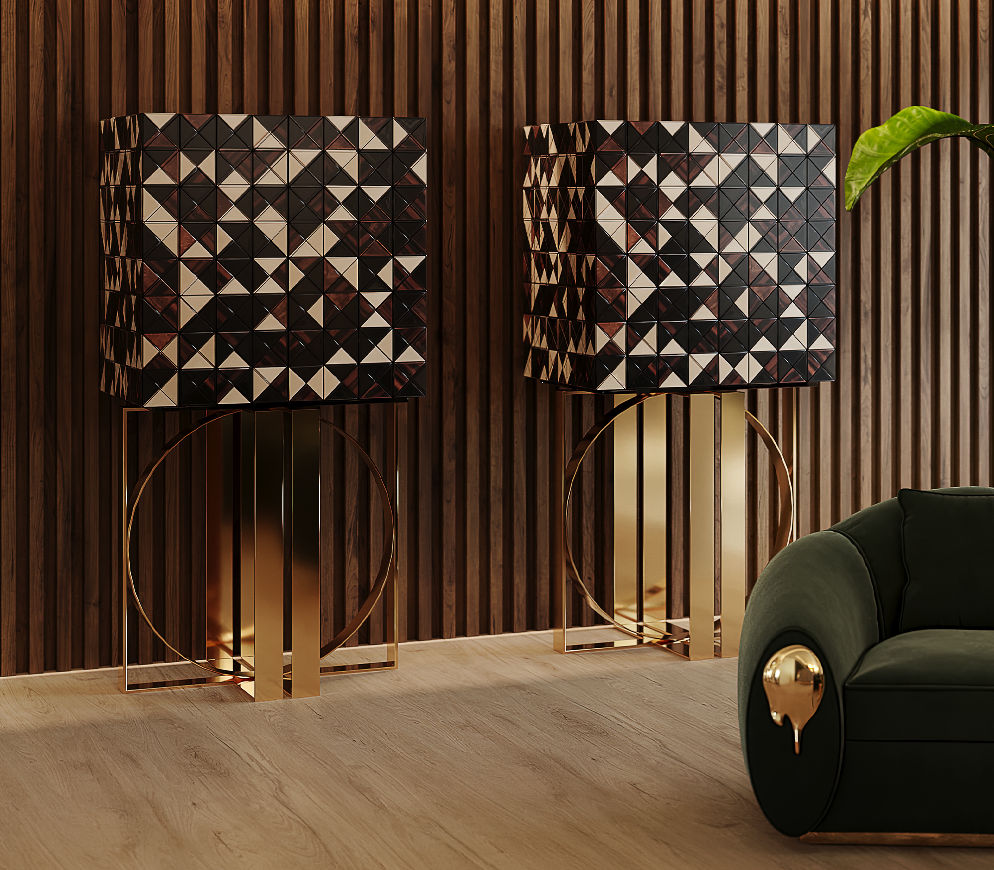 Mosaic walnoot kast