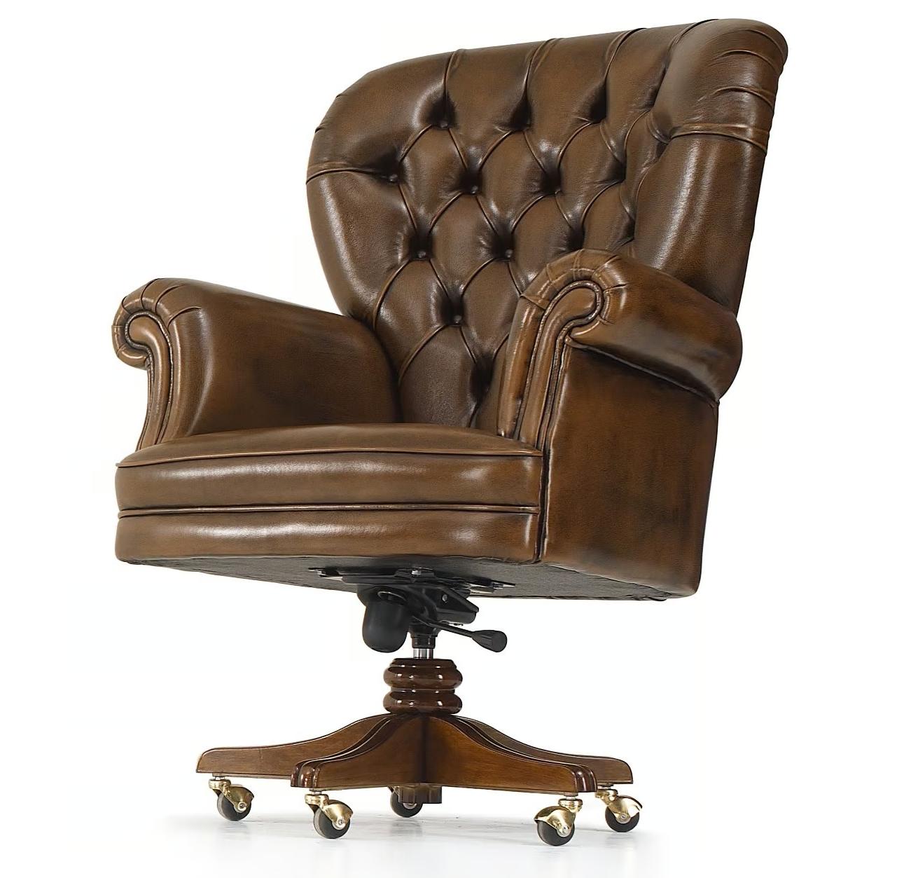 Fauteuil en cuir Dolcevita avec base pivotante à cinq branches
