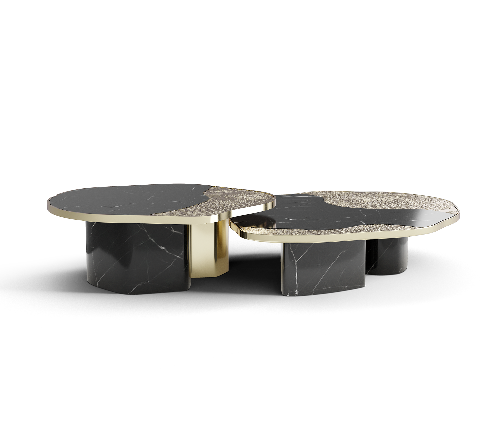 Ensemble de tables Athena marbre Nero & or