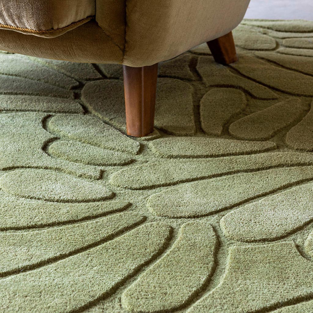 Tapis Coleby Petals vert haie | Taille: 250 × 350 cm