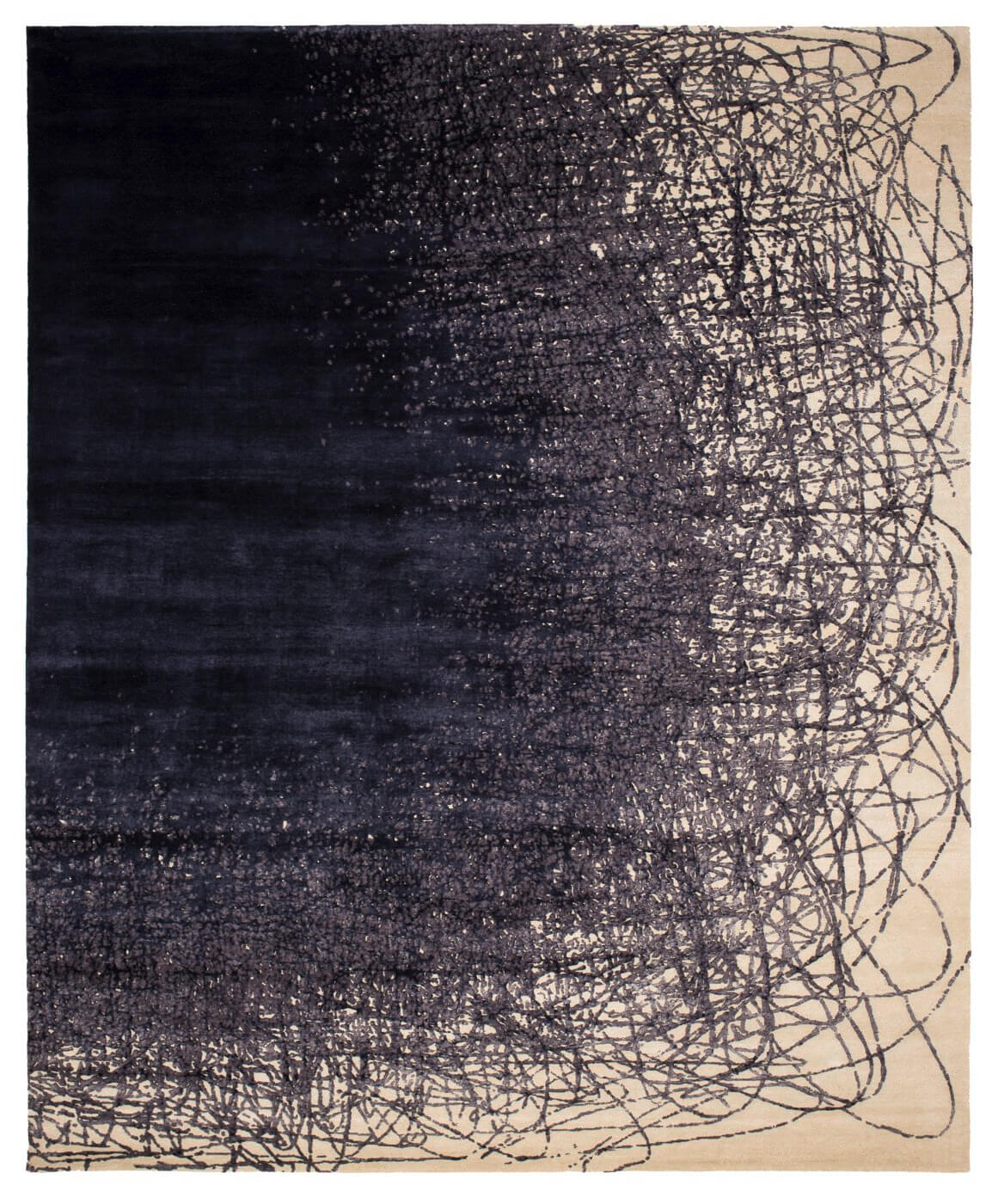 Ballpoint Art 4 wit donkerblauw vloerkleed