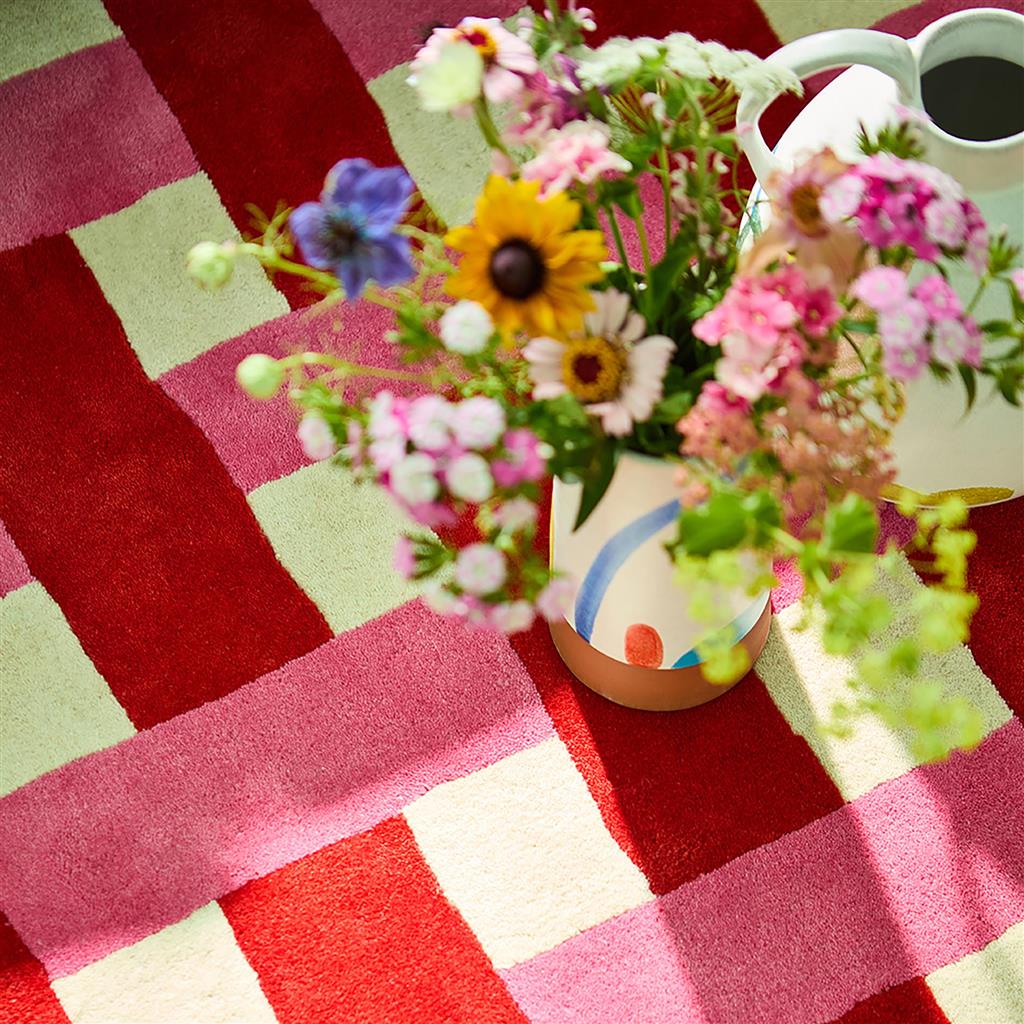 Tapis Basket Weave corail/rose