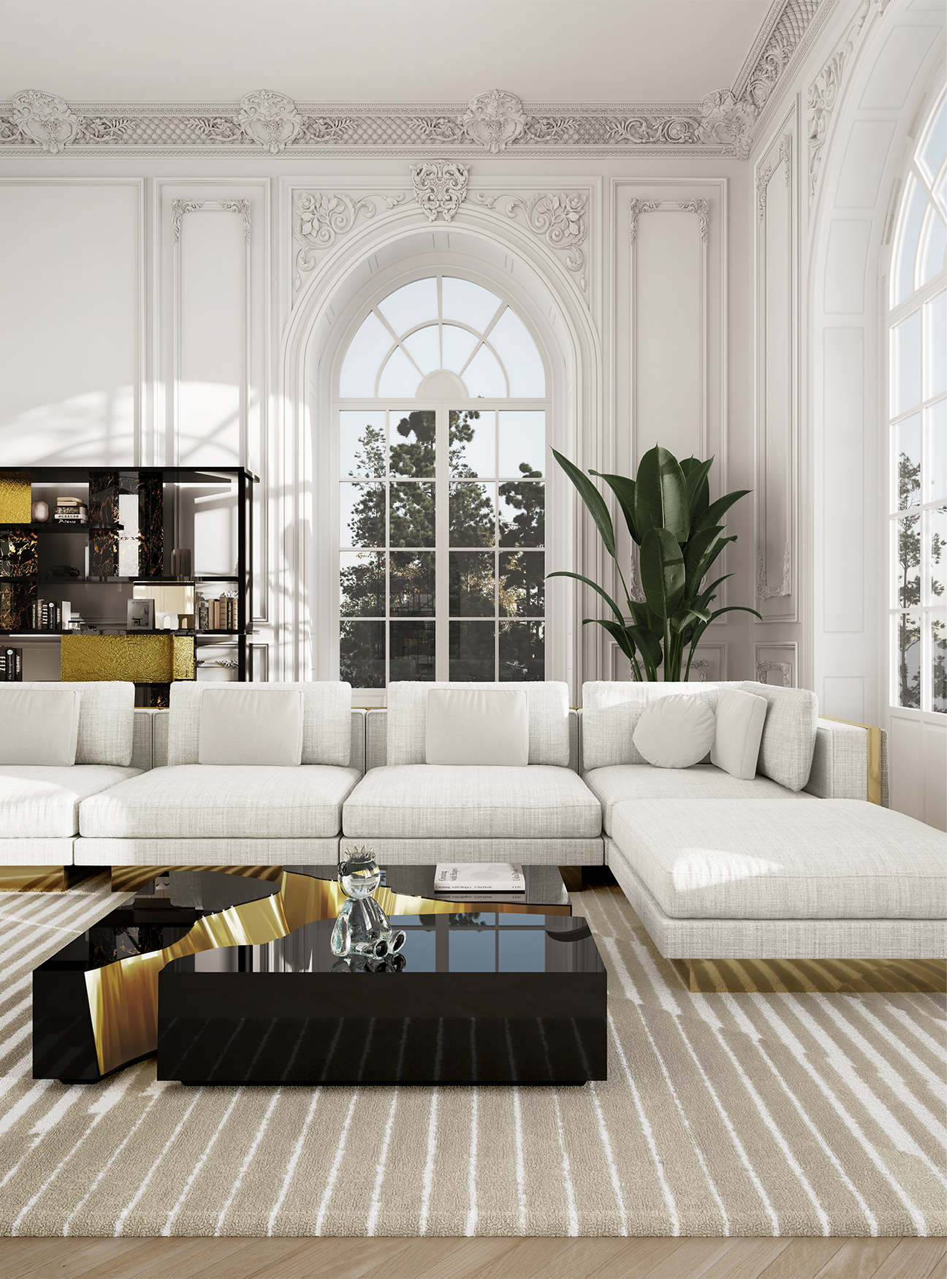 Table centrale Fissure noir or