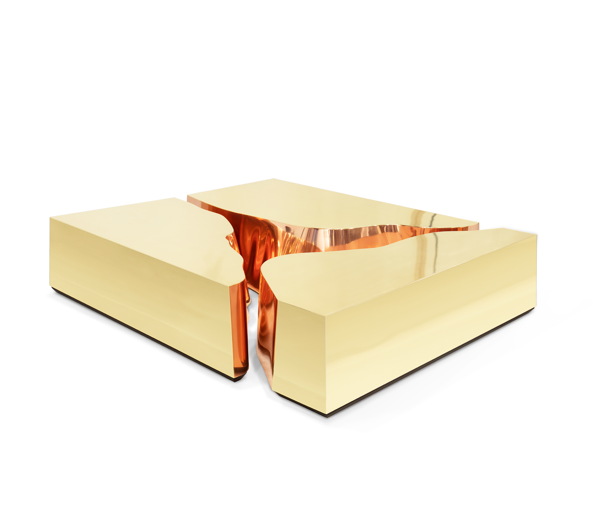 Table basse Fissure or cuivre