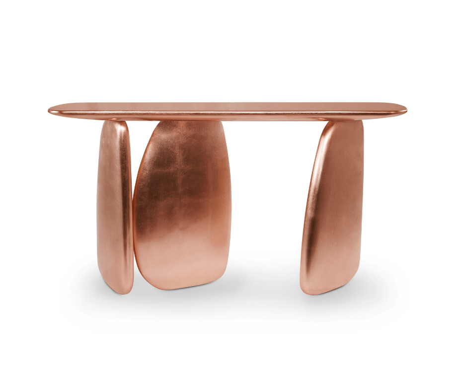 Console cuivrée sculpturale