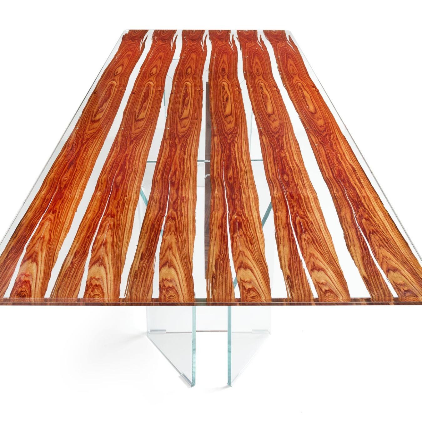 Parigi houten en glazen eettafel