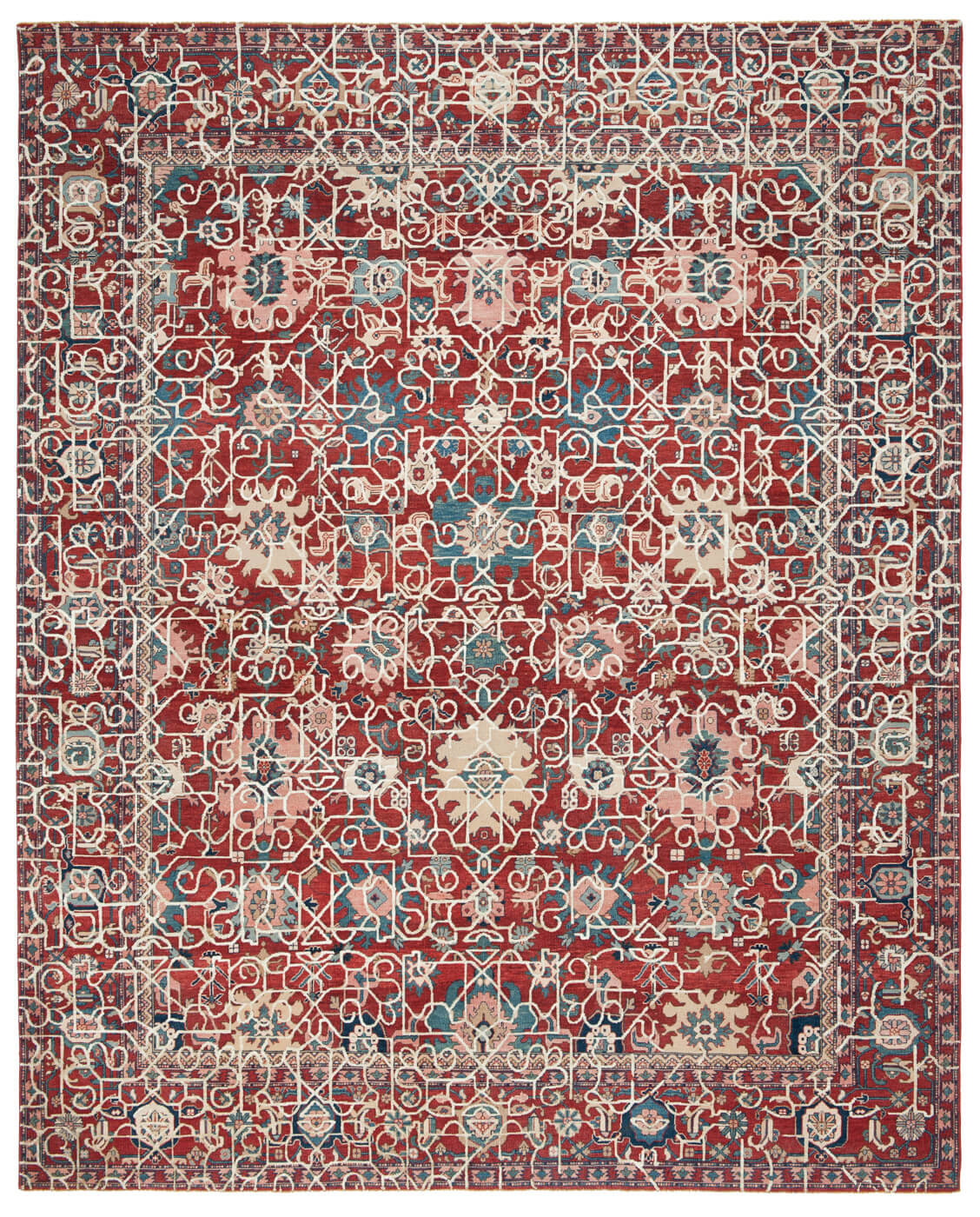 Tapis en soie Bidjar Kingscross Hayat1 rouge blanc