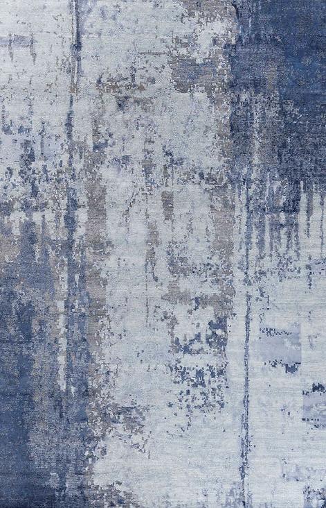 Hand-geknoopt abstract blauw vloerkleed