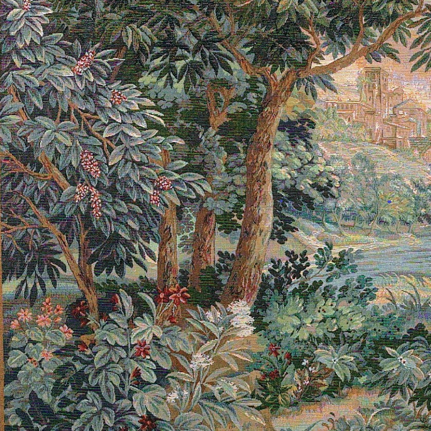 Tapisserie murale carrée Verdure cascade