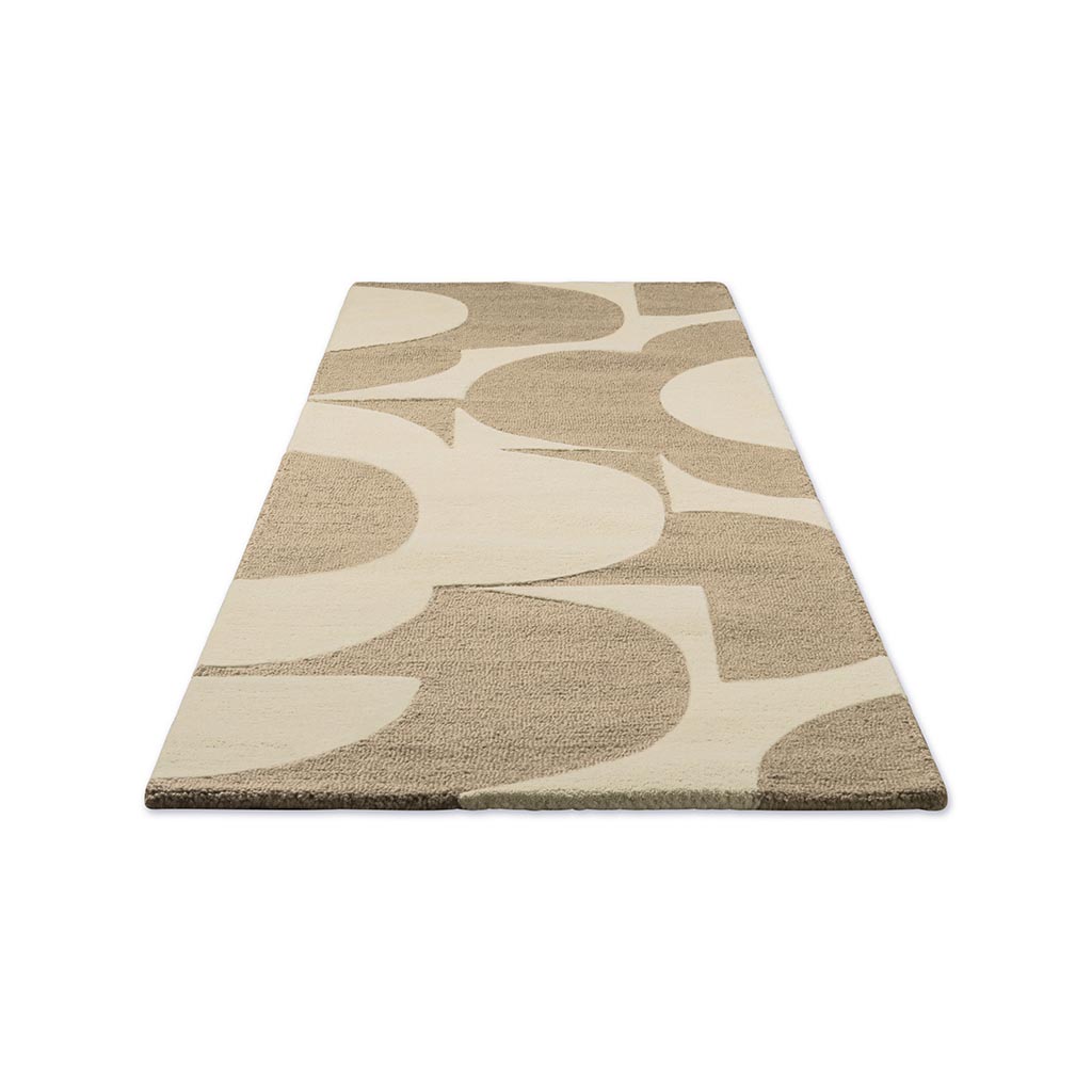 Prism Flower champignon ecru ambachtelijk vloerkleed | Maat: 67 × 230 cm