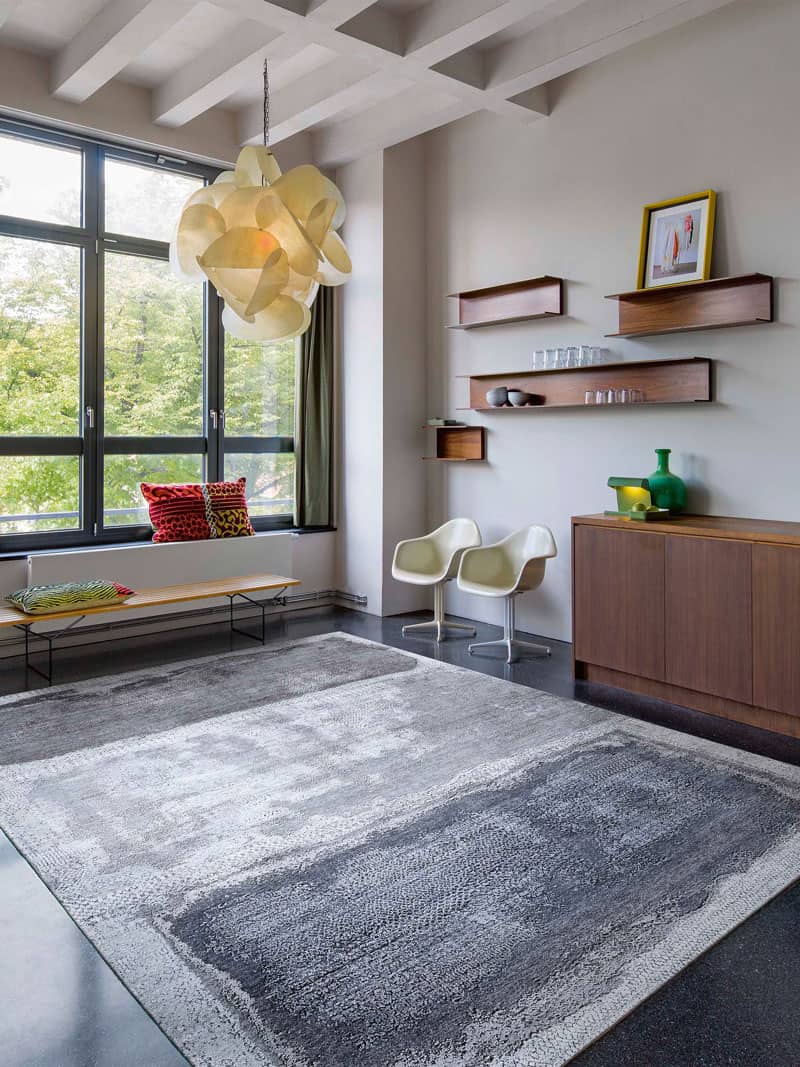 Zilver wit grijs handgeweven vloerkleed | Maat: 300 × 400 cm