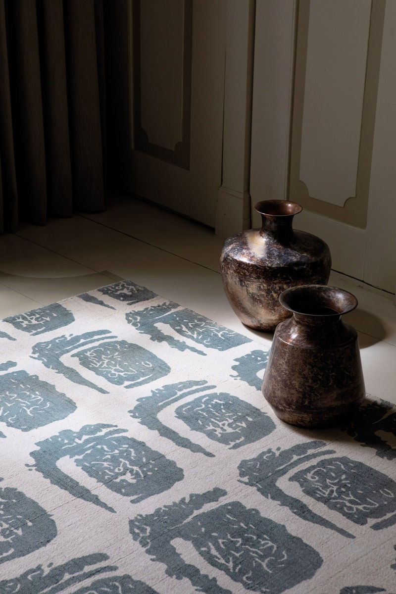 Woodblock grijs tapijt | Maat: 200 × 280 cm