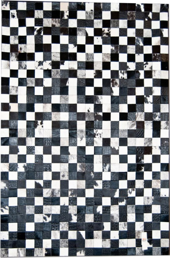 Tapis en peau de vache Mosaic noir et blanc